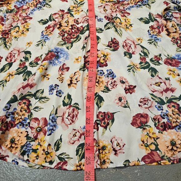 White Floral V Neck Blouse XL - Picture 5 of 6